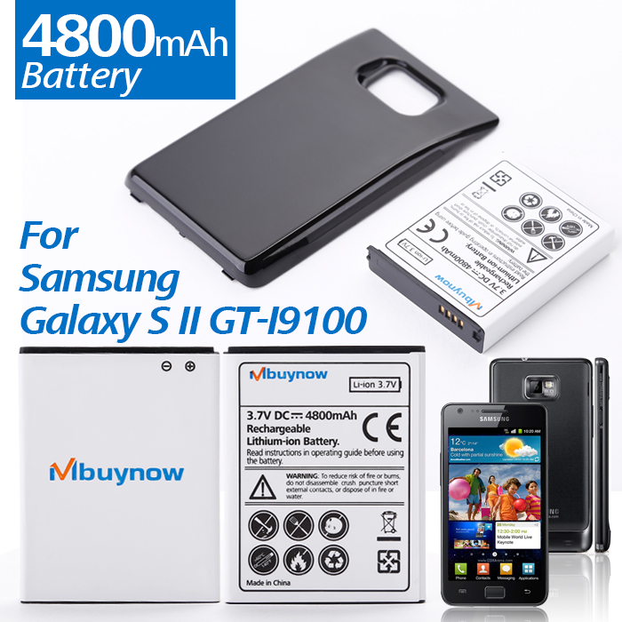 4800mAh Replacement battery+Black Back Cover For Samsung Galaxy S II GT-I9100