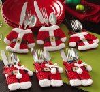 Promotion Day！Mbuynow Set of 6 Santa suit Christmas cutlery holder pockets