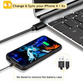 4000mah iPhone XS X Battery Case Magnetic Power Bank Charger Back Cover-Black