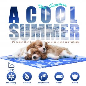 GoPetee Dog Cooling Mat Self-Cooling Pad Non-Toxic Gel Summer Sleeping Bed Comfort for Small Large Dogs Pets Cats Puppy Bed Sofa (L 19.68x35.43 in)
