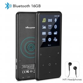 Mbuynow MP3 Lettore Musicale MP3 Player Bluetooth 4.0 Portable Lossless Digital Audio Player con Radio FM registratore vocale per Camminare, Correre, Touch Buttons 16 GB