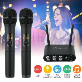 UHF Professional 10 Channel Wireless 2 Handheld Microphone Mic System Bluetooth