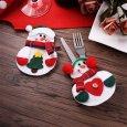 Christmas Kitchen Cutlery Silverware Holders Pockets Knifes Forks Bag, Xmas-Eve Dinner Snowman Costume Cover Decor